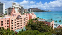 The Royal Hawaiian Hotel Resort, known as the "Pink Palace of the Pacific."